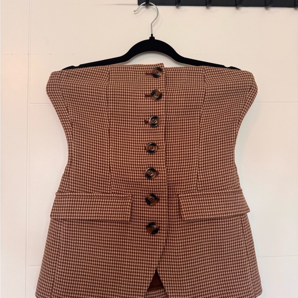 Favorite Daughter Bustier in Toffee Houndshooth - Picture 7 of 8